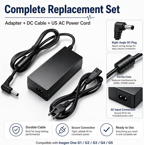 19V Replacement Charger for Inogen One G1-G5 Oxygen Concentrator, Compatible BA-106 BA-207 BA-301 BA-401 Series Power Adapter in Kuwait