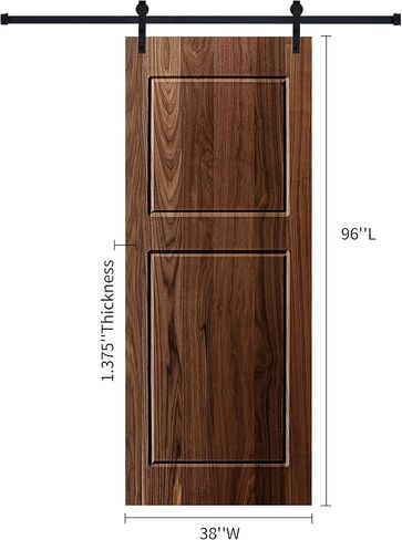 Modern 2-Panel 38 in x 96 in Wood Barn Sliding Door with Hardware Kit in Kuwait