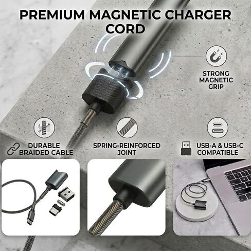 Magnetic Charging Cable Compatible with Alto, Premium Braided USB-C Charger Cord with Interchangeable Adapters (USB-A, Type-C,) in Kuwait