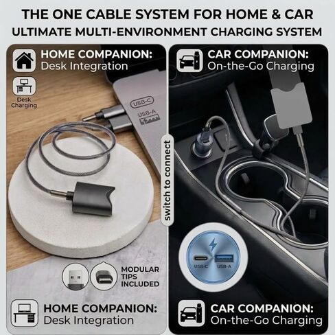 Magnetic Charging Cable Compatible with Alto, Premium Braided USB-C Charger Cord with Interchangeable Adapters (USB-A, Type-C,) in Kuwait