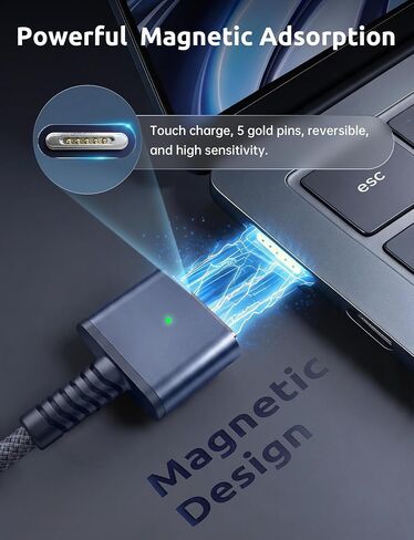 LifeBeam 140W USB C to Magnetic Safe 3 Cable for MacBook Pro/Air, 6.6FT in Kuwait
