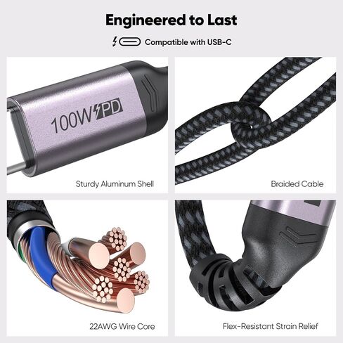 USB C to USB C Data Cable 1ft Short, 10Gbps Transfer 4K Video 100W Charge in Kuwait