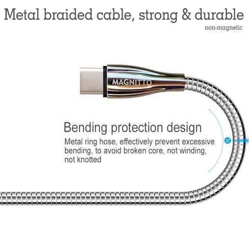 USB Type C Cable, Metal Braided USB C to A 3ft 2-Pack, Cat Dog Bunny Chew Proof, Pets Chewing Proof Durable, USB-A to USB-C Fast Charging Cable for iPhone 17 16 15 Samsung Galaxy S25 S24 S23 in Kuwait