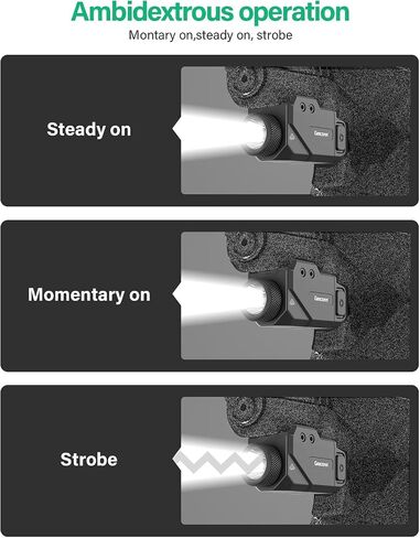 Gmconn 800 Lumen Pistol Light, Compact Adjustable Rail Mounted Flashlight Mini Weapon Light with Strobe Mode for Picatinny MIL-STD-1913, Glock (800 Lumen) in Kuwait