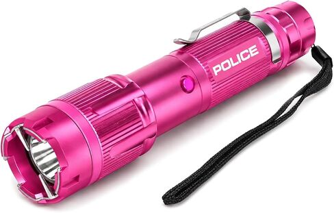 POLICE Stun Gun for Self Defense – 1159 Aluminum High Voltage Rechargeable with LED Flashlight, Compact & Heavy Duty – Personal Security for Women – Pink in Kuwait