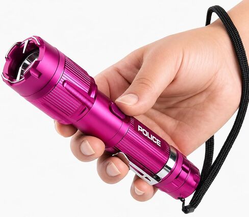 POLICE Stun Gun for Self Defense – 1159 Aluminum High Voltage Rechargeable with LED Flashlight, Compact & Heavy Duty – Personal Security for Women – Pink in Kuwait