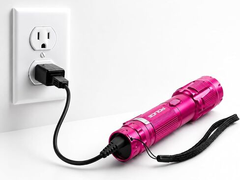 POLICE Stun Gun for Self Defense – 1159 Aluminum High Voltage Rechargeable with LED Flashlight, Compact & Heavy Duty – Personal Security for Women – Pink in Kuwait