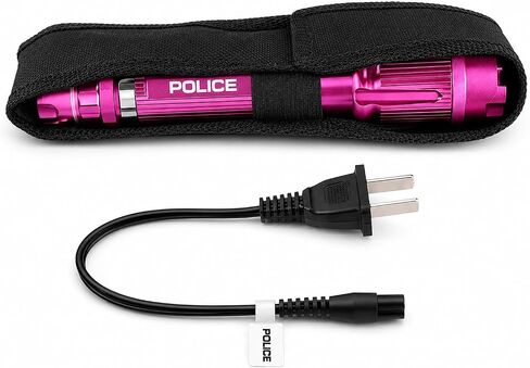 POLICE Stun Gun for Self Defense – 1159 Aluminum High Voltage Rechargeable with LED Flashlight, Compact & Heavy Duty – Personal Security for Women – Pink in Kuwait
