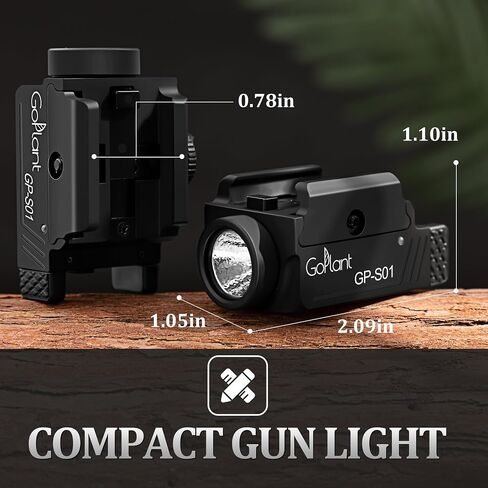 1350 Lumens Compact Weapon Light Flashlight, Only LED Light Without Laser Aircraft Grade Aluminum Subcompact Pistol Light, Adjustable Rail-Mounted Handgun Light, Type-C Rechargeable (GP-S01) in Kuwait