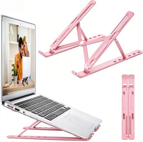 Foldable Tablet Stand, Non-Slip 6-Level Adjustable Laptop Stand Compatible with All Computers and Laptops, (Pink) in Kuwait