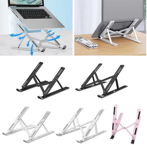 Foldable Tablet Stand, Non-Slip 6-Level Adjustable Laptop Stand Compatible with All Computers and Laptops, (Pink) in Kuwait