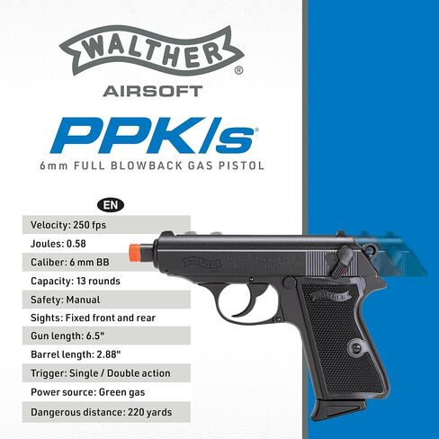 Walther PPK/S GBB Blowback 6mm BB Pistol Airsoft Gun in Kuwait