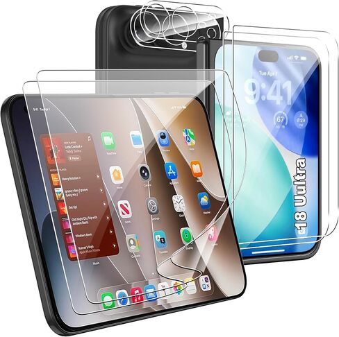 [6 in 1] for 18 Ultra Screen Protector, (2+2+2) Inner Screen Flexible Film + Tempered Glass Back Screen Protector + Camera Lens Protector,HD,Anti-Scratch,Bubble Free in Kuwait