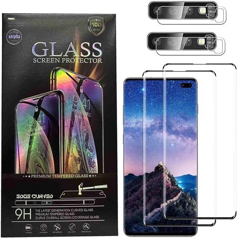 CJY For Samsung Galaxy S23 Ultra Screen Protector, 2+2 Pack Tempered Glass with Camera Lens Protector, Ultrasonic Fingerprint Compatible, HD Clear, Bubble Free Installation Kit, Case Friendly in Kuwait