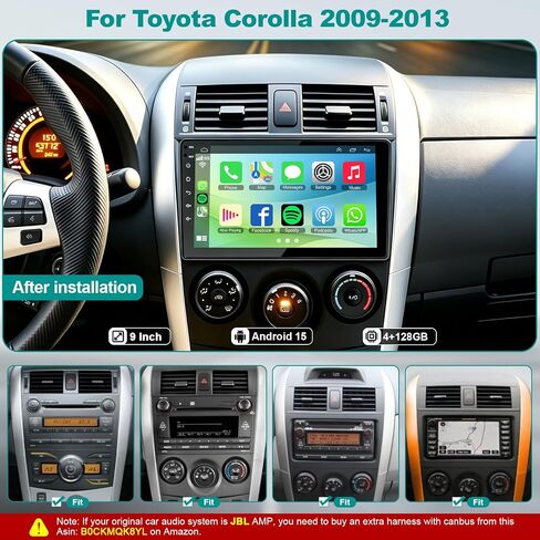 Android 15 Car Radio Stereo for Toyota Corolla 2009 2010 2011 2012 2013 in Kuwait