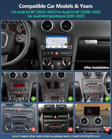 4G+64G Car Radio for Audi A3 2003-2012 with Wireless CarPlay Android Auto in Kuwait