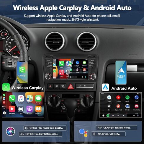 4G+64G Car Radio for Audi A3 2003-2012 with Wireless CarPlay Android Auto in Kuwait