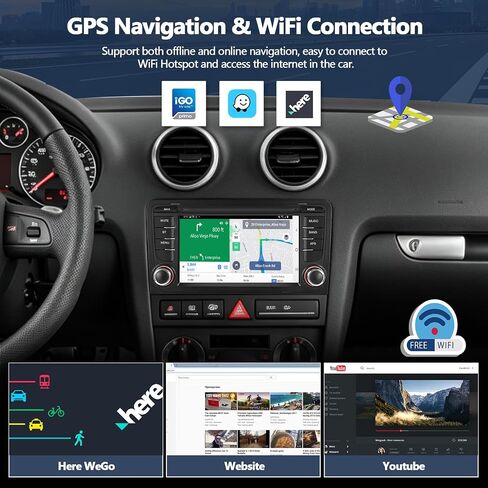 4G+64G Car Radio for Audi A3 2003-2012 with Wireless CarPlay Android Auto in Kuwait