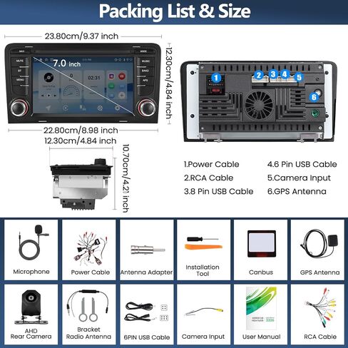4G+64G Car Radio for Audi A3 2003-2012 with Wireless CarPlay Android Auto in Kuwait