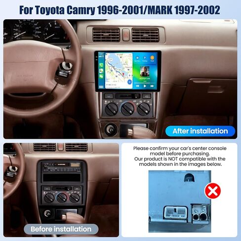 [4G+64G] Car Radio for Toyota Camry 1996-2001/MARK 1997-2002 with Wireless CarPlay Android Auto,9" Touchscreen Android 15 Car Stereo with Mirror Link 5GWiFi/GPS,Bluetooth,FM/RDS SWC EQ+Backup Camera in Kuwait