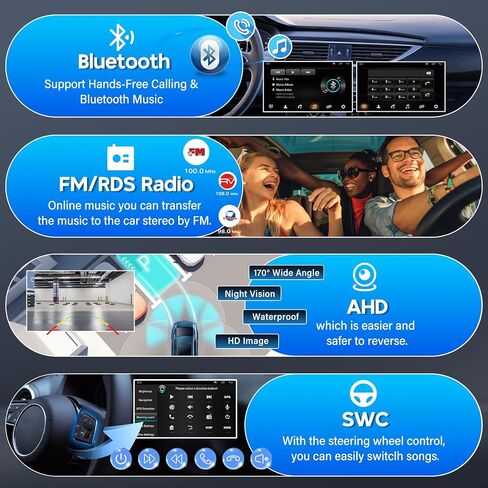 Double Din Car Stereo Radio for Jeep Commander 2008-2011 with Wireless CarPlay & Android Auto, 10'' Touchscreen Car Radio Surpports WiFi GPS Bluetooth Mirror Link Backup Camera MIC in Kuwait