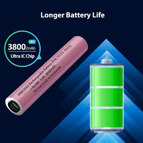 for Streamlight Battery 75175 (3800mAh), 3.6V Ni-MH Batteries for Streamlight Stinger Parts XT, DS, LED HP, 75375 75300 75500 75810 76000 76300 PolyStinger, Pelican M9 Flashlight, 1 Pack in Kuwait