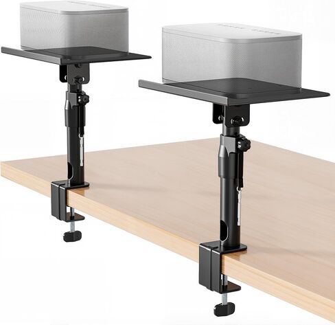 PEGZONE Clamp-on Speaker Stand Pair Heavy-Duty Desktop Speaker Mount Black in Kuwait