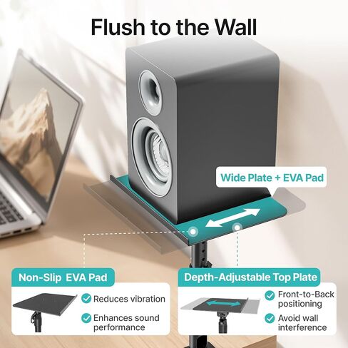 PEGZONE Clamp-on Speaker Stand Pair Heavy-Duty Desktop Speaker Mount Black in Kuwait