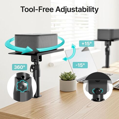 PEGZONE Clamp-on Speaker Stand Pair Heavy-Duty Desktop Speaker Mount Black in Kuwait