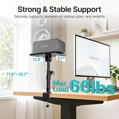 PEGZONE Clamp-on Speaker Stand Pair Heavy-Duty Desktop Speaker Mount Black in Kuwait