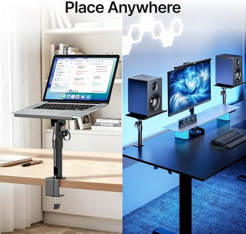 PEGZONE Clamp-on Speaker Stand Pair Heavy-Duty Desktop Speaker Mount Black in Kuwait