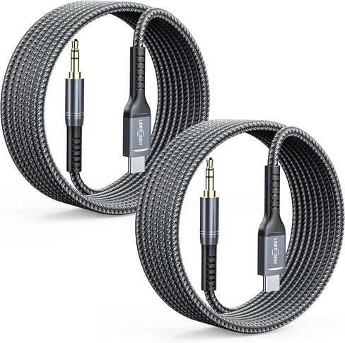 【4FT 2 Packs】 USB C to 3.5mm Audio Aux Jack Cable,Type C to 3.5mm Headphone Car Stereo Cord Hi-Fi DAC Dongle Aux Cord Compatible with iPhone 17/16/15 Pro Max,Samsung S25/S24/S23,iPad Pro,Pixel in Kuwait