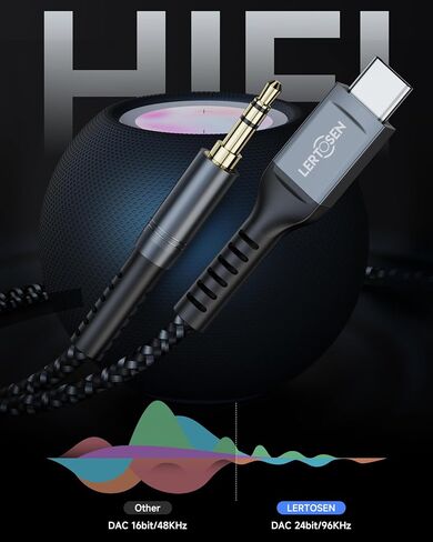 【4FT 2 Packs】 USB C to 3.5mm Audio Aux Jack Cable,Type C to 3.5mm Headphone Car Stereo Cord Hi-Fi DAC Dongle Aux Cord Compatible with iPhone 17/16/15 Pro Max,Samsung S25/S24/S23,iPad Pro,Pixel in Kuwait