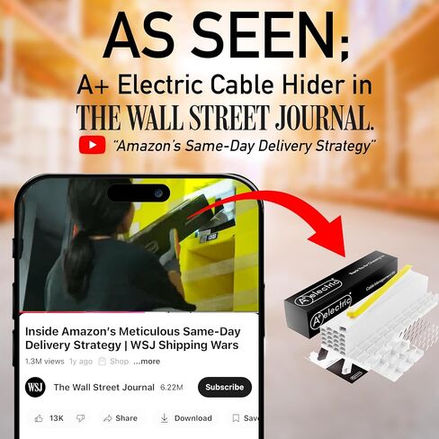 A+ ELECTRIC Cord Cover Full Kit, 26ft/315in Self-Adhesive Cable Raceway, 20 Snap-On Channels, Wire Hider for TV, HDMI & Speaker Cables, Includes Connectors & Corners, Paintable Cable Management, White in Kuwait