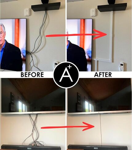 A+ ELECTRIC Cord Cover Full Kit, 26ft/315in Self-Adhesive Cable Raceway, 20 Snap-On Channels, Wire Hider for TV, HDMI & Speaker Cables, Includes Connectors & Corners, Paintable Cable Management, White in Kuwait