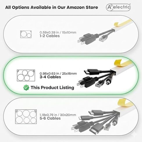 A+ ELECTRIC Cord Cover Full Kit, 26ft/315in Self-Adhesive Cable Raceway, 20 Snap-On Channels, Wire Hider for TV, HDMI & Speaker Cables, Includes Connectors & Corners, Paintable Cable Management, White in Kuwait