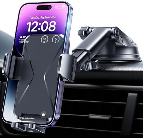 GUWEZ Phone Holders for Your Car [Military Grade Suction Ultra Strong Base] Cell Phone Car Holder 3 in 1 Dashboard/Windshield/Air Vent Hands-Free for Video Installation Kit iPhone Android in Kuwait