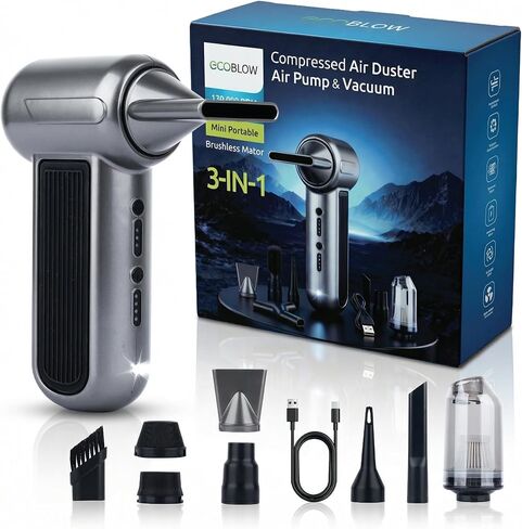 Electric Air Duster-130000RPM Super Power Cordless Air Duster, Rechargeable Brushless Motor Durable Blower, 3-Gear Adjustable Dust Blower for Computer, Keyboard, Outdoor, House and Car in Kuwait