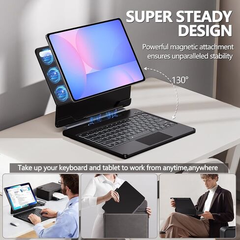 ORDA Keyboard Case for Samsung Galaxy Tab S10 FE Plus 13.1" Case with Keyboard Lightweight Magnetic Floating Cantilever Stand Precise Multi-Touch Trackpad Backlight S Pen Holder AI Keys in Kuwait
