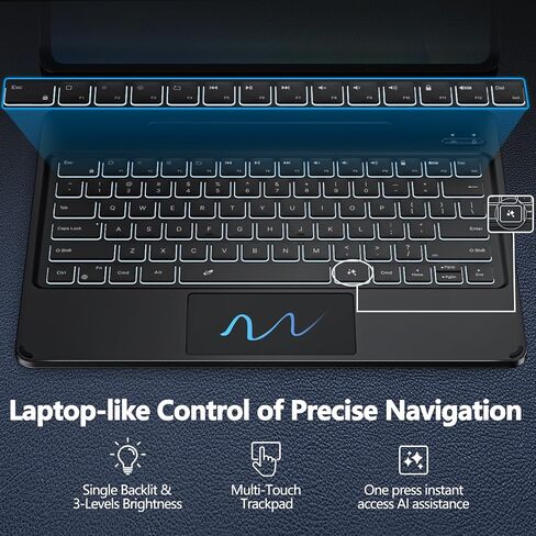 ORDA Keyboard Case for Samsung Galaxy Tab S10 FE Plus 13.1" Case with Keyboard Lightweight Magnetic Floating Cantilever Stand Precise Multi-Touch Trackpad Backlight S Pen Holder AI Keys in Kuwait