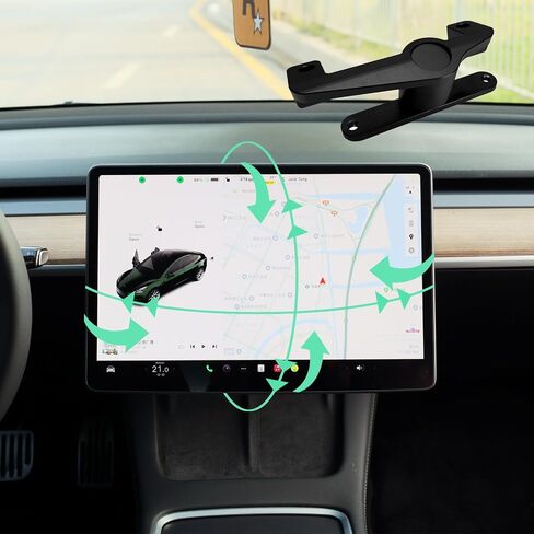 Tesla Model Y/3 Screen Swivel Tilt Mount,Four Directions UP/Down/Left/Right, Fit for Tesla Model 3 2017-2023/Model Y 2019-2024 Screen Rotating Holder Aluminium Alloy Navigation Bracket. in Kuwait