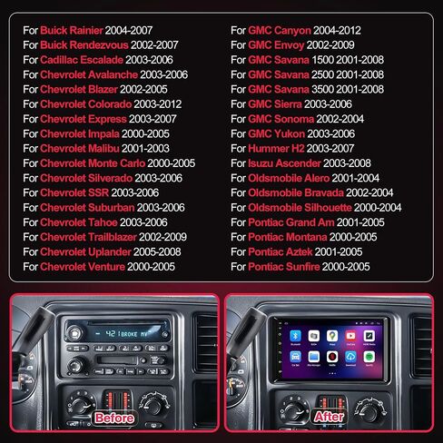 7 inch Car Radio for Cadillac Escalade 03-06,for Chevrolet Avalanche 03-06,Colorado 03-12,Express 03-07 IPS Android 13 Stereo with Wireless CarPlay Android Auto, 4+64G GPS Bluetooth Backup Camera SWC in Kuwait