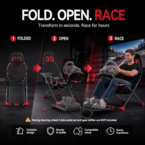 Foldable Racing Simulator Cockpit, Sim Racing Cockpit with Seat in Kuwait