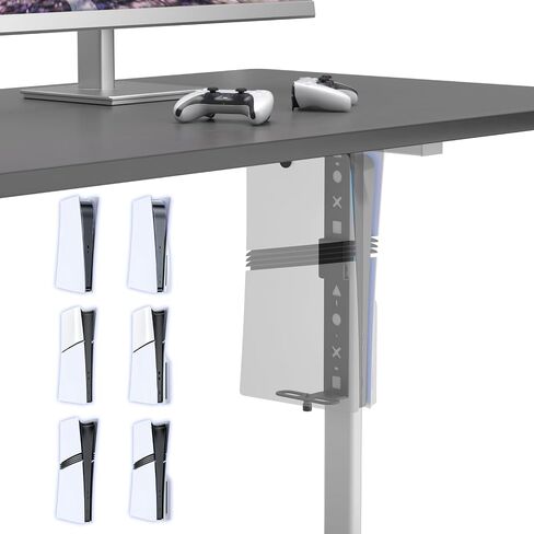 PS 5 Wall Mount Kit and PS 5 Under Desk Mount 2-in-1, Floating Shelf for PS 5/Slim/Pro Disc and Digital Game Console, P S5 Holder for Desk, P S5 Shelf Behind TV, Play Station 5 Accessories in Kuwait