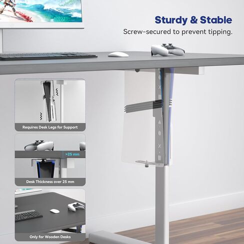 PS 5 Wall Mount Kit and PS 5 Under Desk Mount 2-in-1, Floating Shelf for PS 5/Slim/Pro Disc and Digital Game Console, P S5 Holder for Desk, P S5 Shelf Behind TV, Play Station 5 Accessories in Kuwait