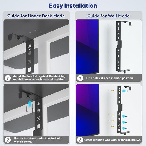 PS 5 Wall Mount Kit and PS 5 Under Desk Mount 2-in-1, Floating Shelf for PS 5/Slim/Pro Disc and Digital Game Console, P S5 Holder for Desk, P S5 Shelf Behind TV, Play Station 5 Accessories in Kuwait