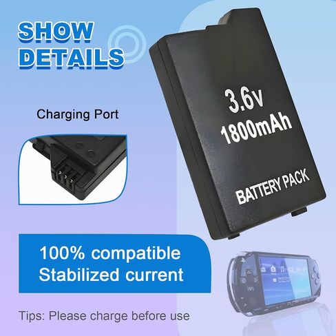 Battery Pack for Sony PSP 1001 1000 PSP1000 3.6V with Charger Cable in Kuwait
