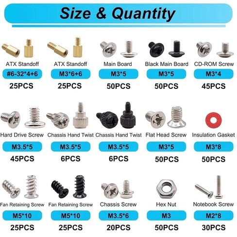 502PCS Computer Screws Assortment Kit Motherboard Standoffs for PC HDD Hard Drive in Kuwait
