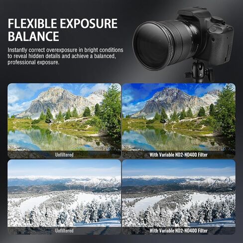 82mm Variable ND Lens Filter ND2-ND400 (1-9 Stops) in Kuwait