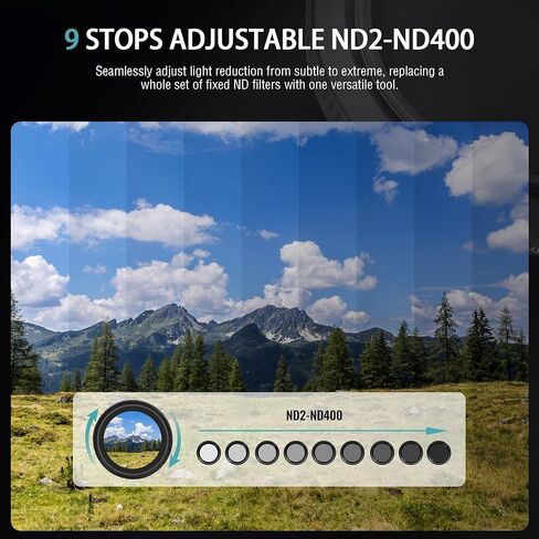 82mm Variable ND Lens Filter ND2-ND400 (1-9 Stops) in Kuwait
